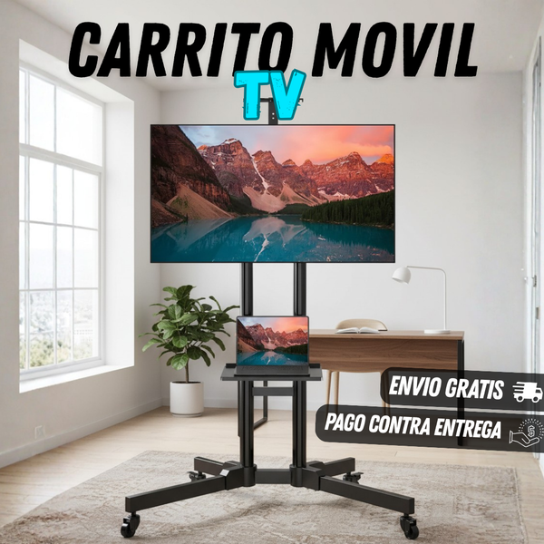 Carrito de TV móvil LED para TV de 32-75 pulgadas.