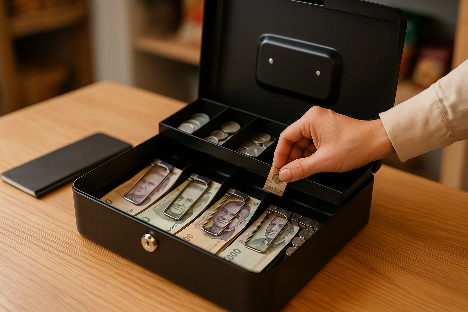 Caja de almacenamiento de efectivo con cerradura