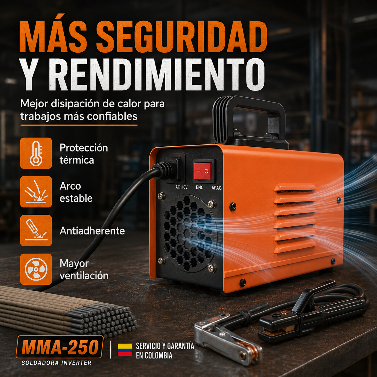 Máquina de Soldar Inversora MMA 250A 110V Portátil