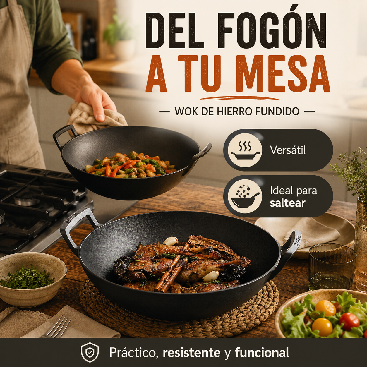 Wok De Hierro Fundido