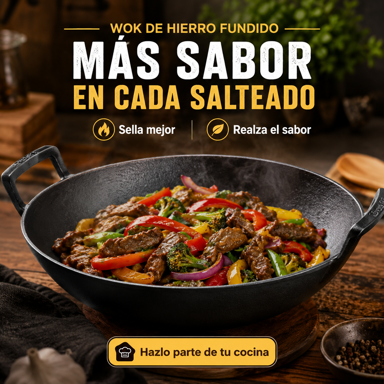 Wok De Hierro Fundido