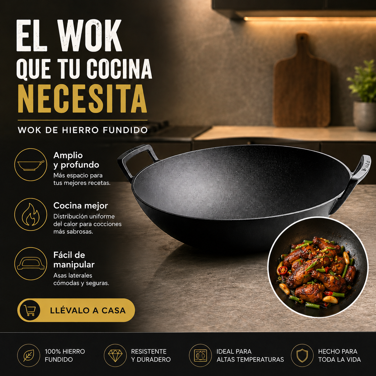 Wok De Hierro Fundido