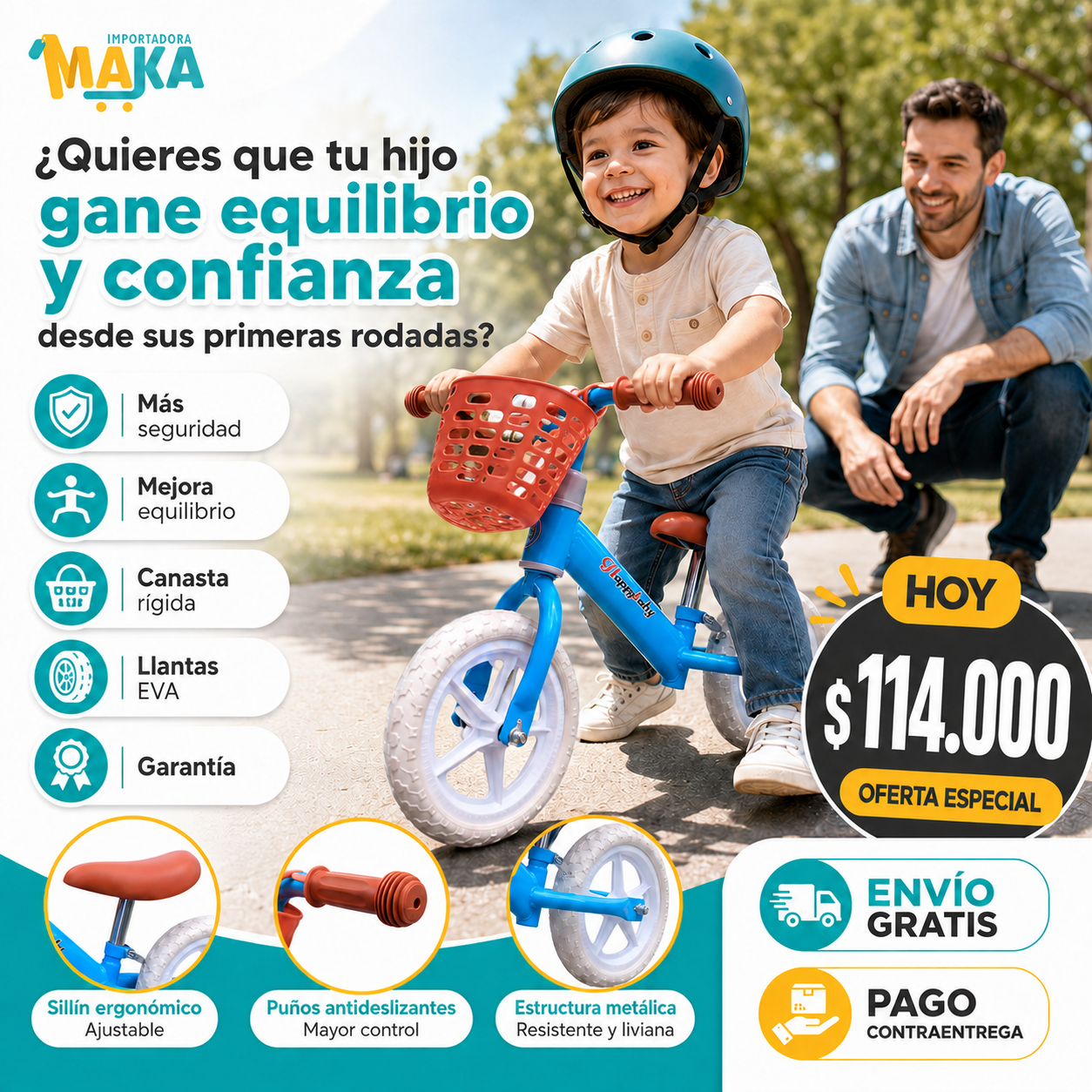 💯 Bici Sin Pedales Anticaídas Kids – Más Seguridad y Equilibrio