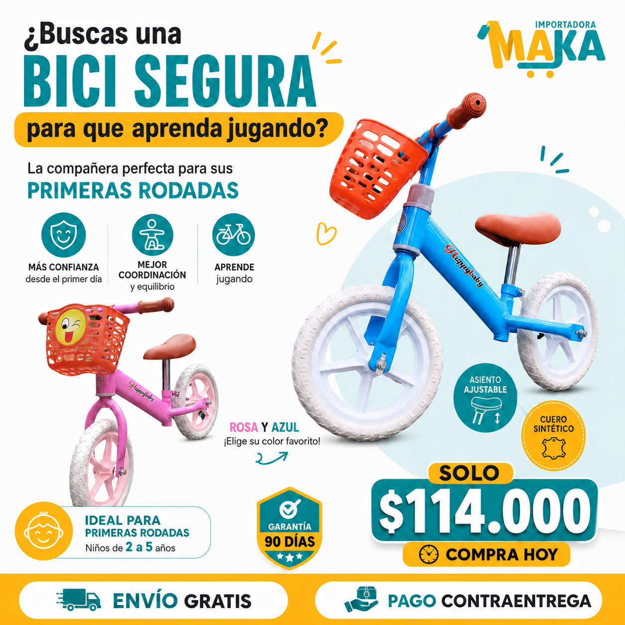 💯 Bici Sin Pedales Anticaídas Kids – Más Seguridad y Equilibrio
