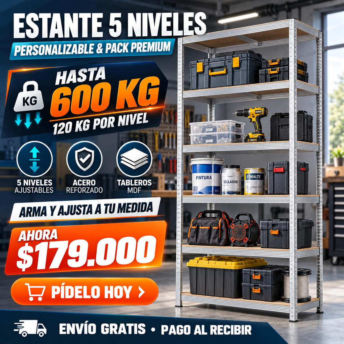 Estante 5 Niveles Personalizable & Pack Premium