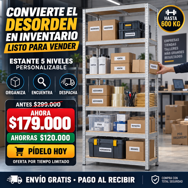 Estante 5 Niveles Personalizable & Pack Premium