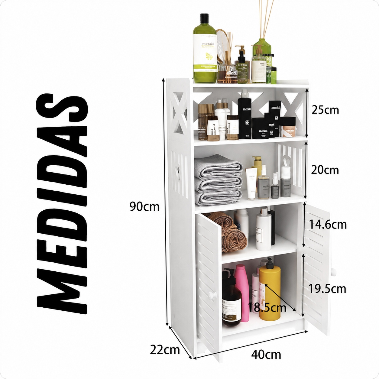 Mueble Organizador de Baño Compacto con Puertas y Estantes