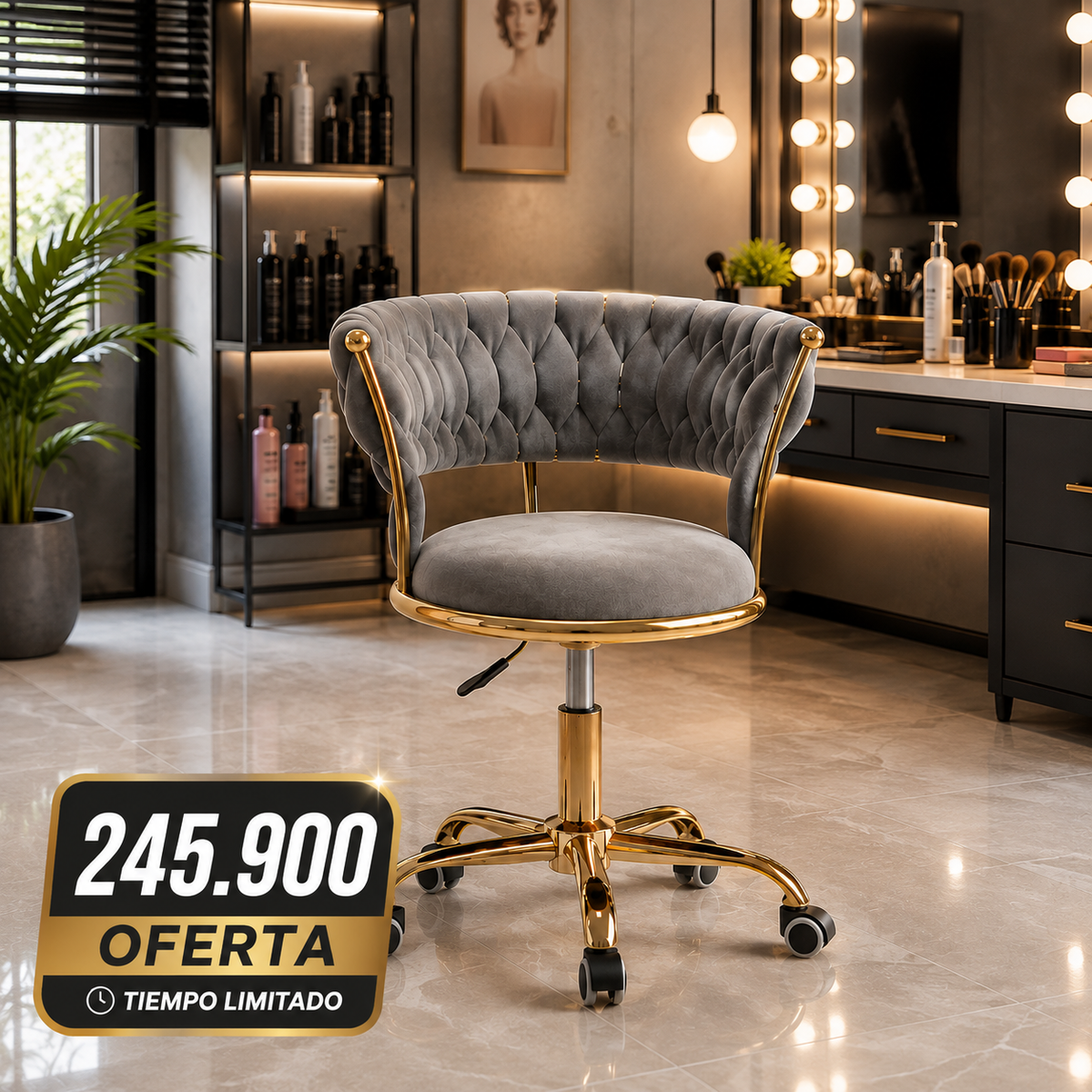 Silla Profesional de Estética Premium 360° con Altura Ajustable y Ruedas TT