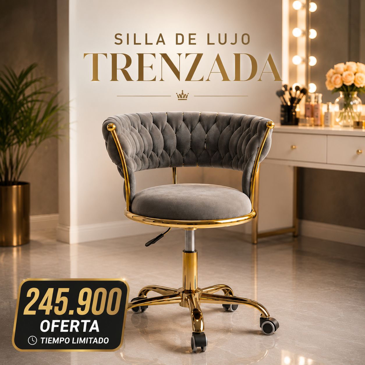 Silla Profesional de Estética Premium 360° con Altura Ajustable y Ruedas
