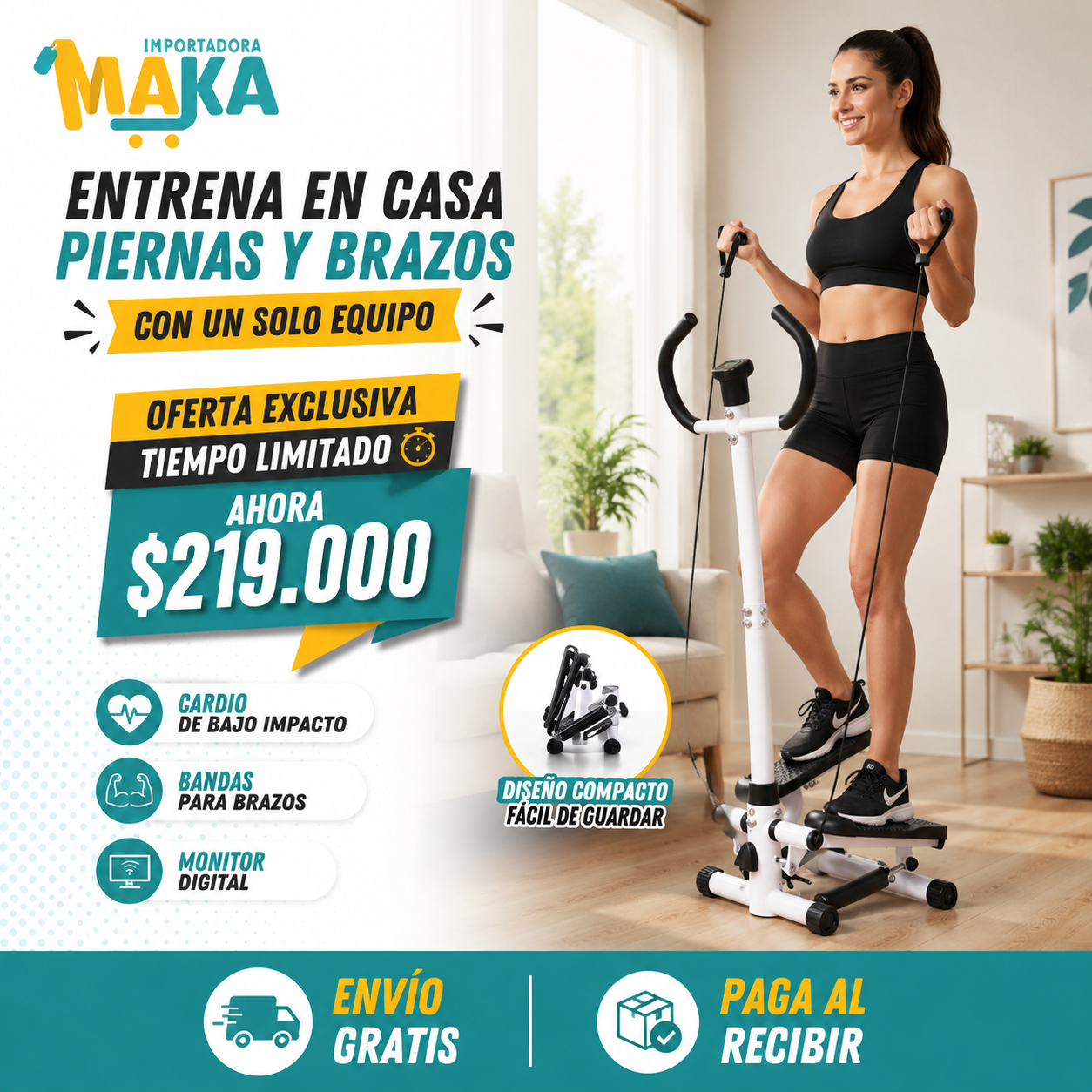 Stepper Activa Tu Cuerpo 2 en 1 🔥💪 (Piernas + Brazos en Casa 🏠✨)