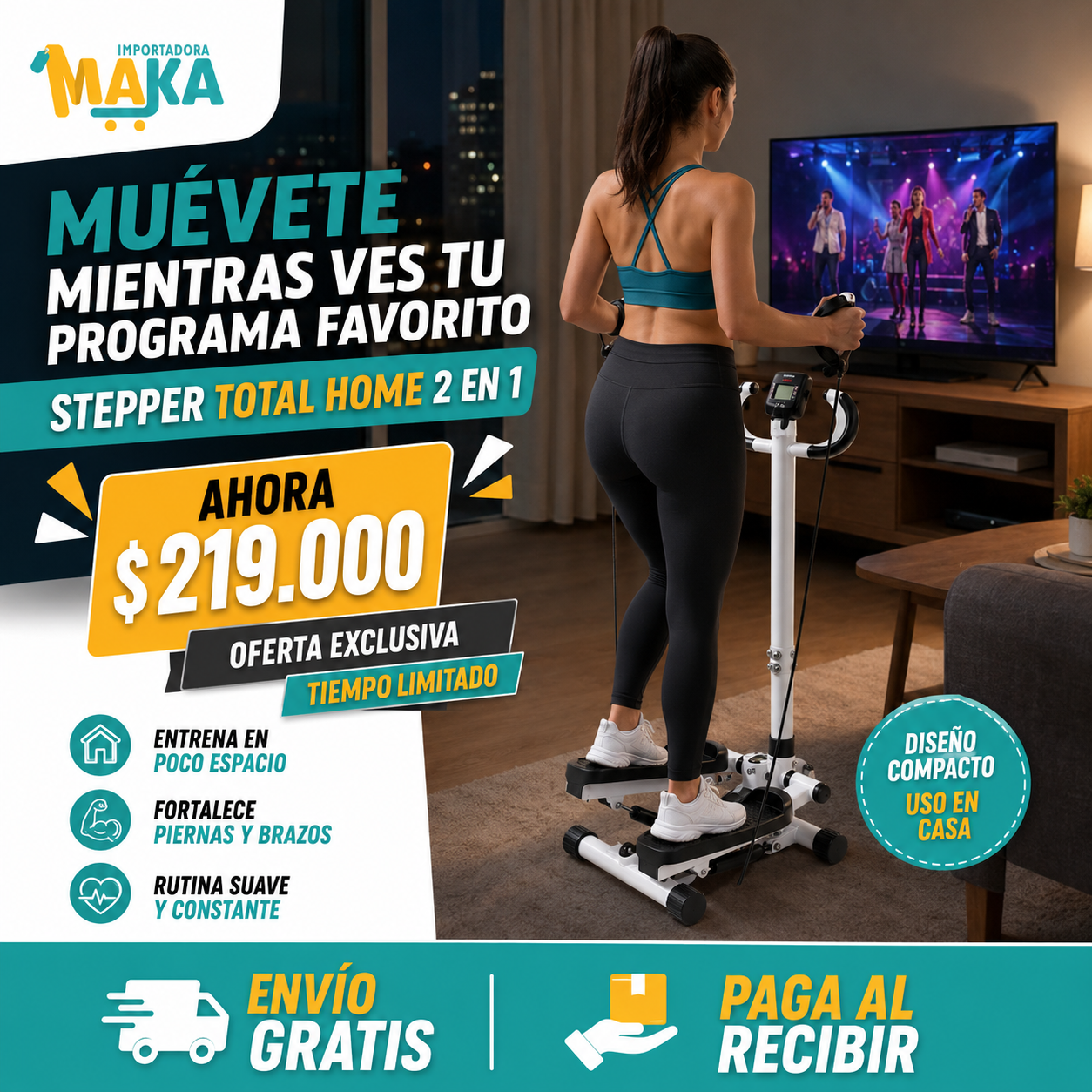 Stepper Activa Tu Cuerpo 2 en 1 🔥💪 (Piernas + Brazos en Casa 🏠✨)