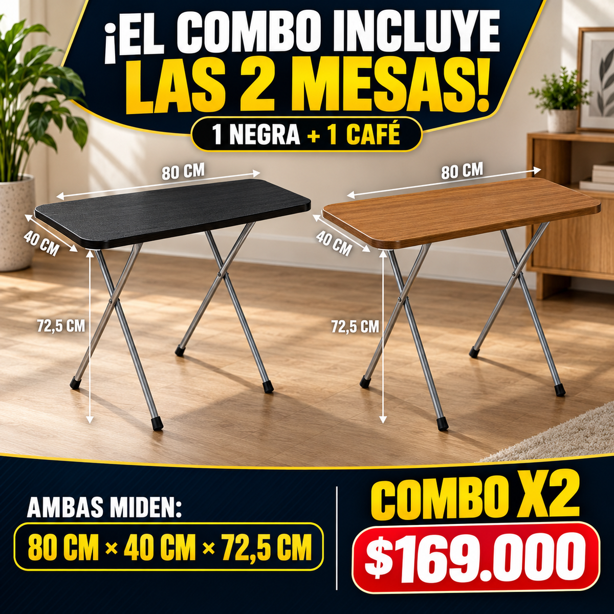 Mesas Plegable Multifuncional Combo X 2  Mixto y utilizalas como quieras TT