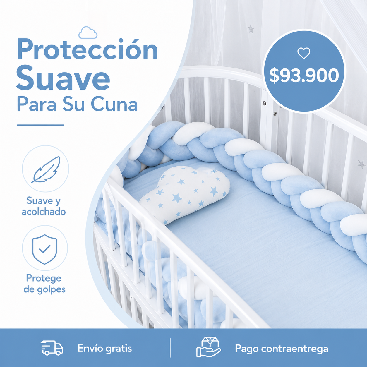 Cojín Trenza Para Cuna de bebé UNISEX