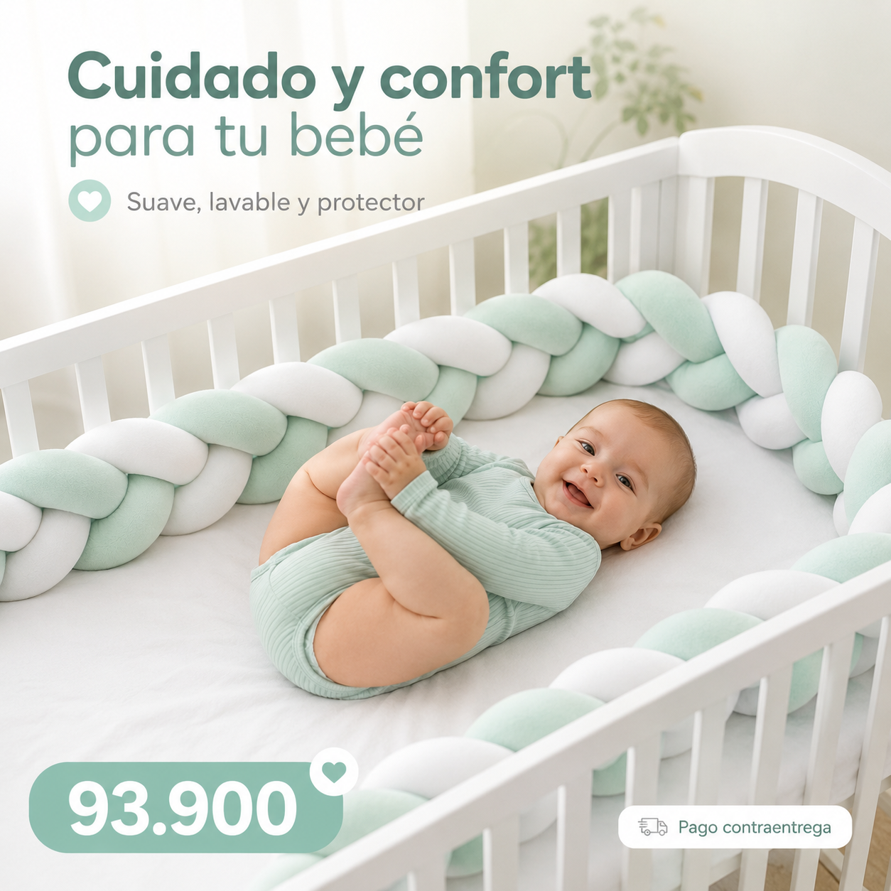 Cojín Trenza Para Cuna de bebé UNISEX