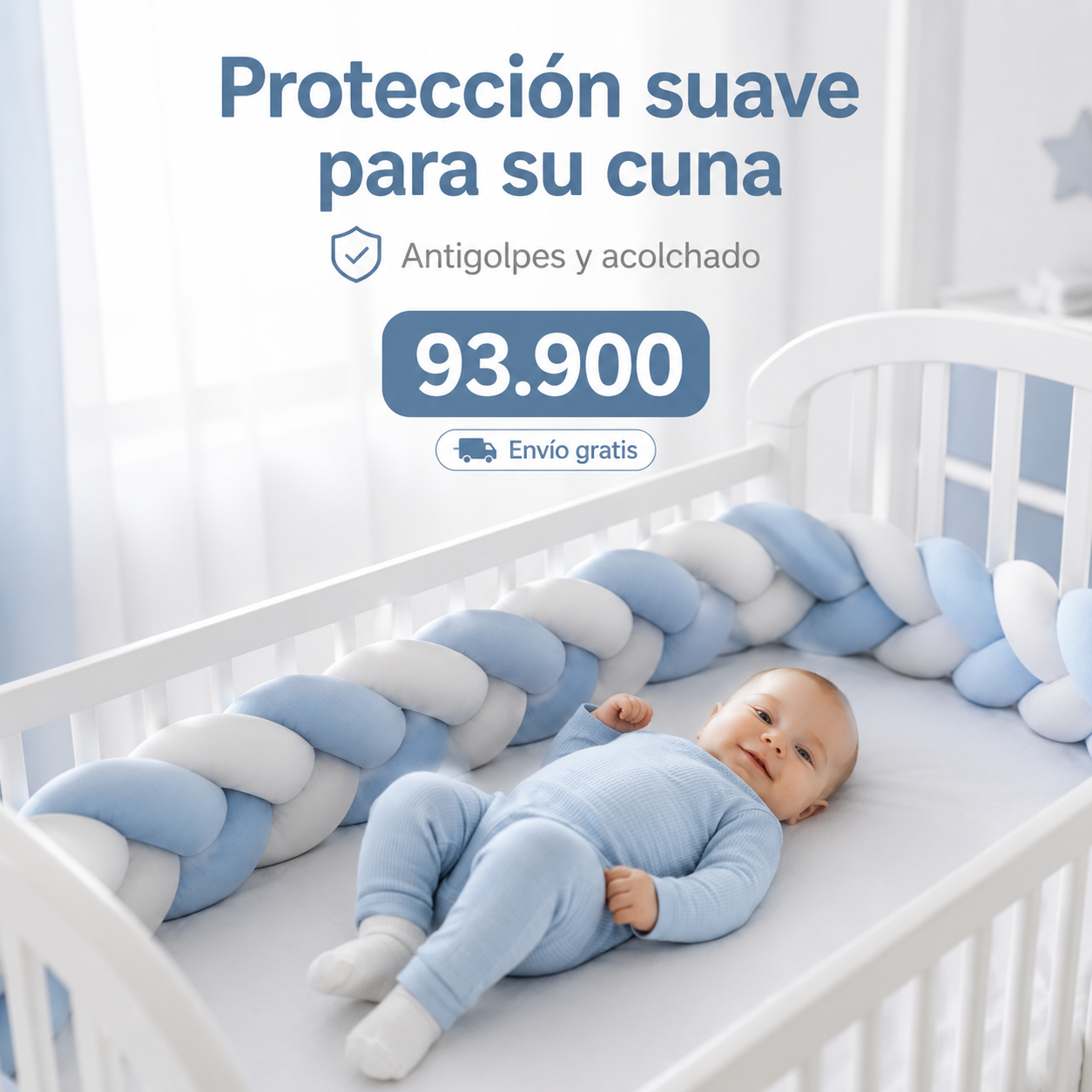 Cojín Trenza Para Cuna de bebé UNISEX