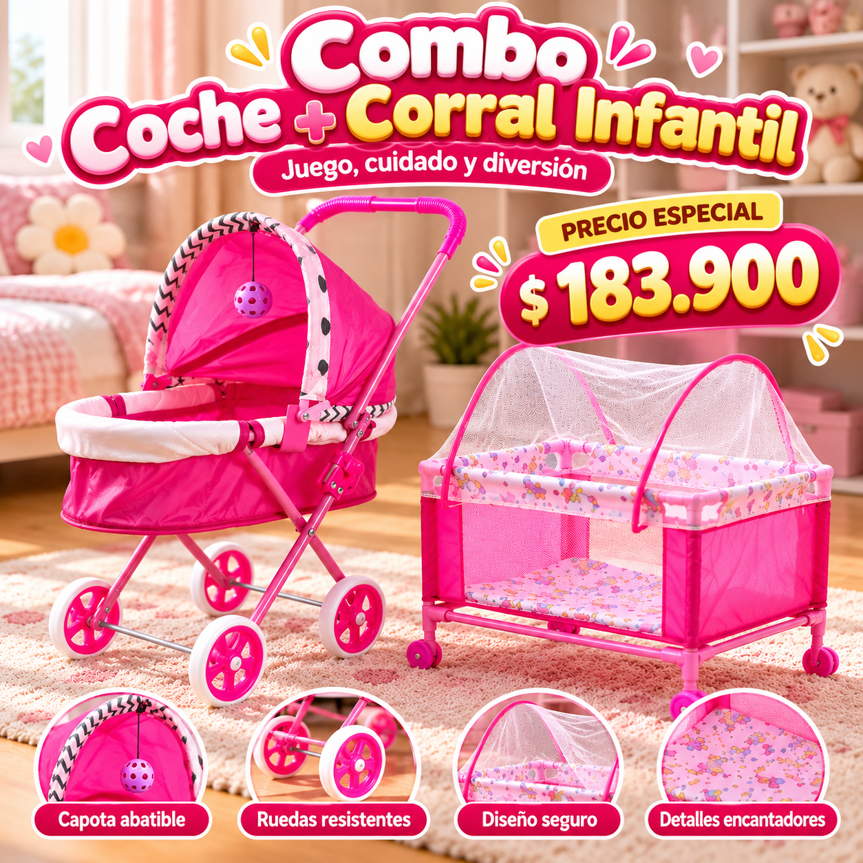 Coche Moisés con cuna maleta (Bebé opcional super Promo)
