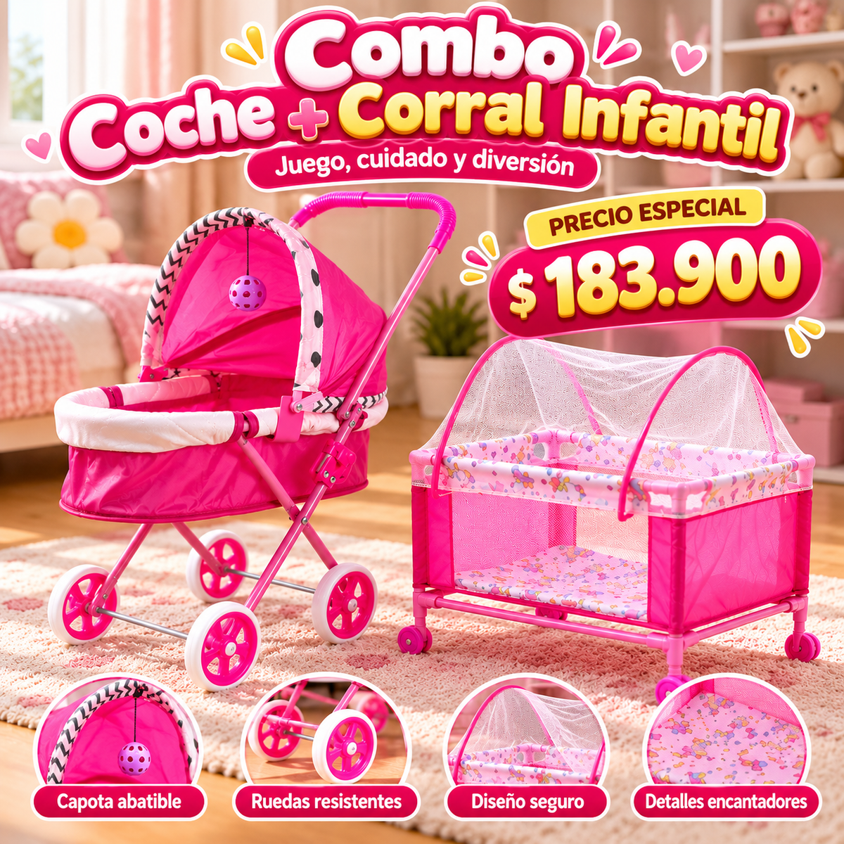Coche Moisés con cuna maleta (Bebé opcional super Promo)