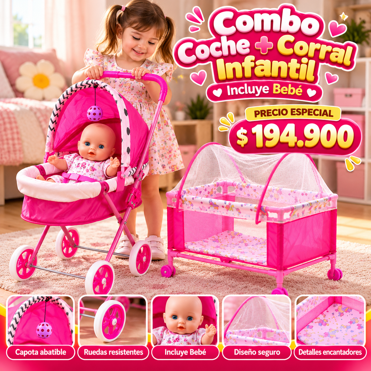 Coche Moisés con cuna maleta (Bebé opcional super Promo)