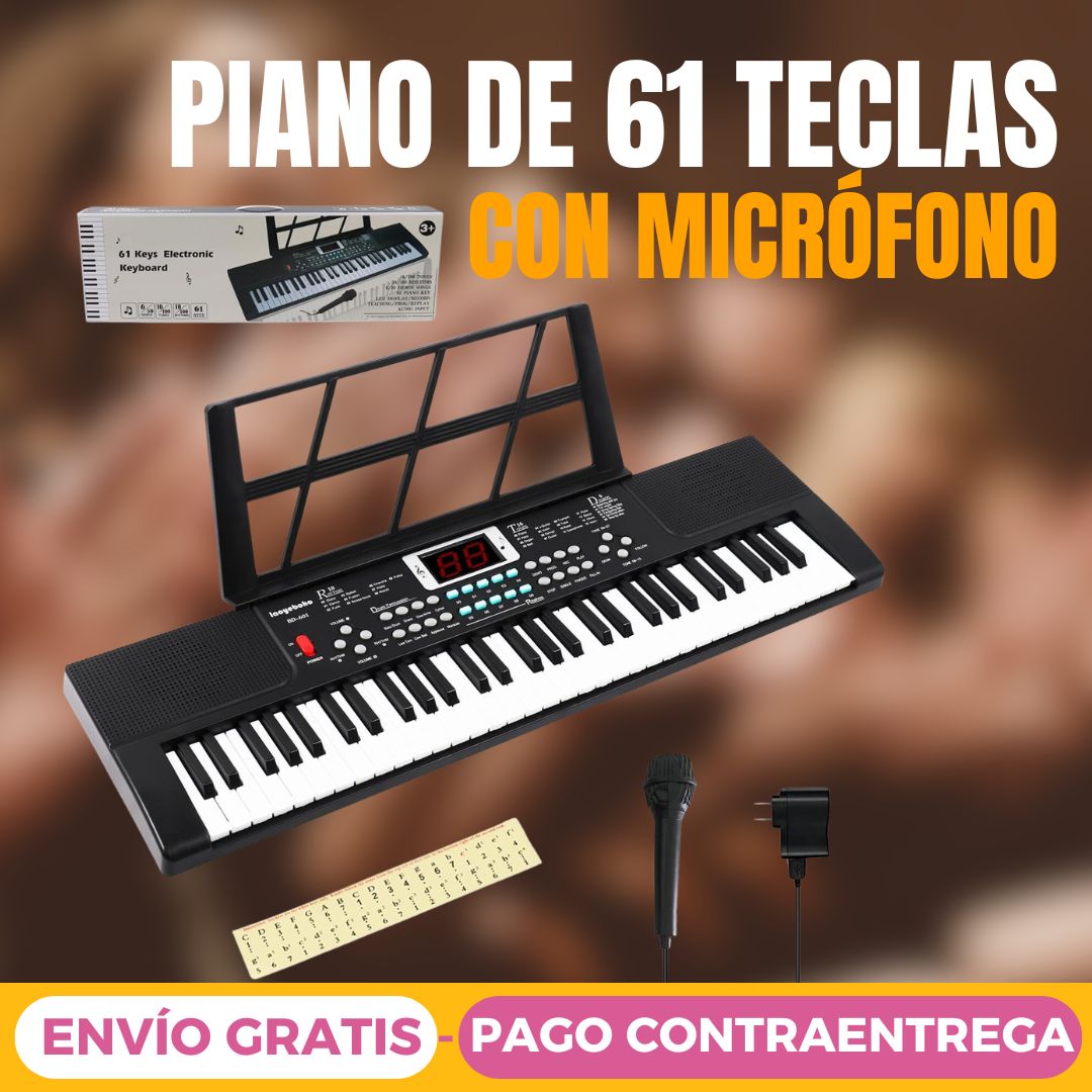 Piano Electrónico De 61 Teclas con micrófono