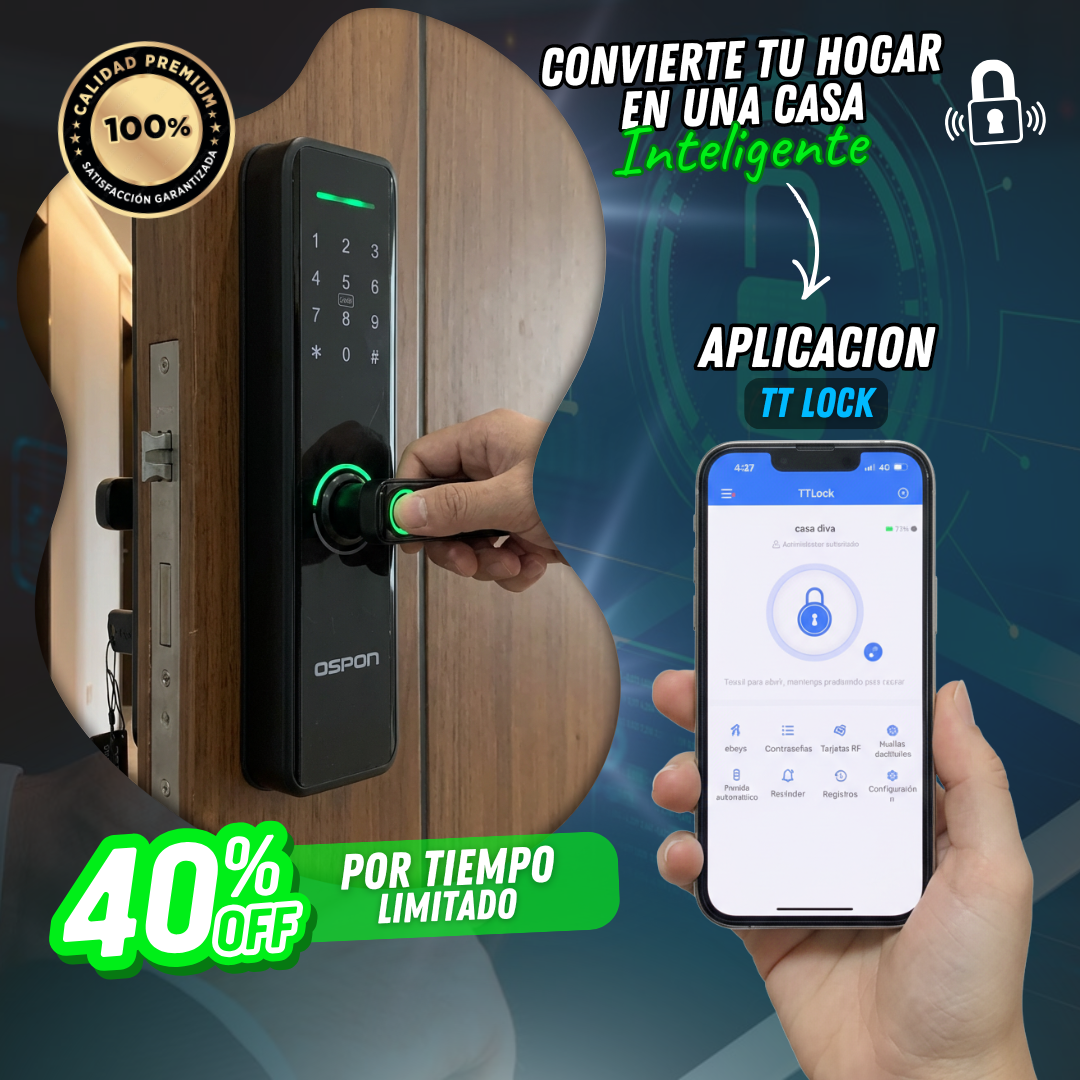 Cerradura Inteligente Con huella, pin, wifi, llave y tarjeta