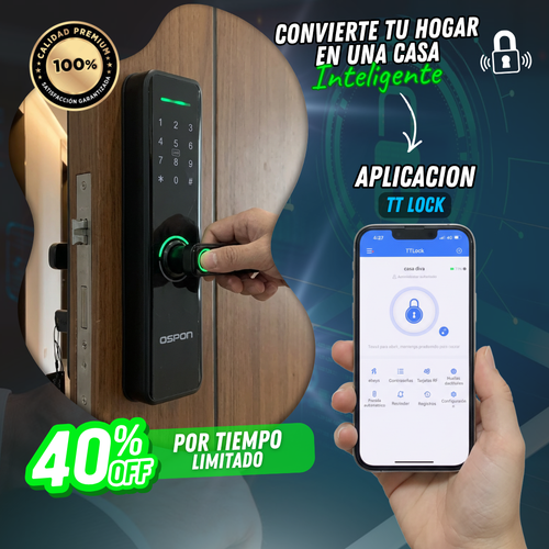 Cerradura Inteligente Con huella, pin, wifi, llave y tarjeta