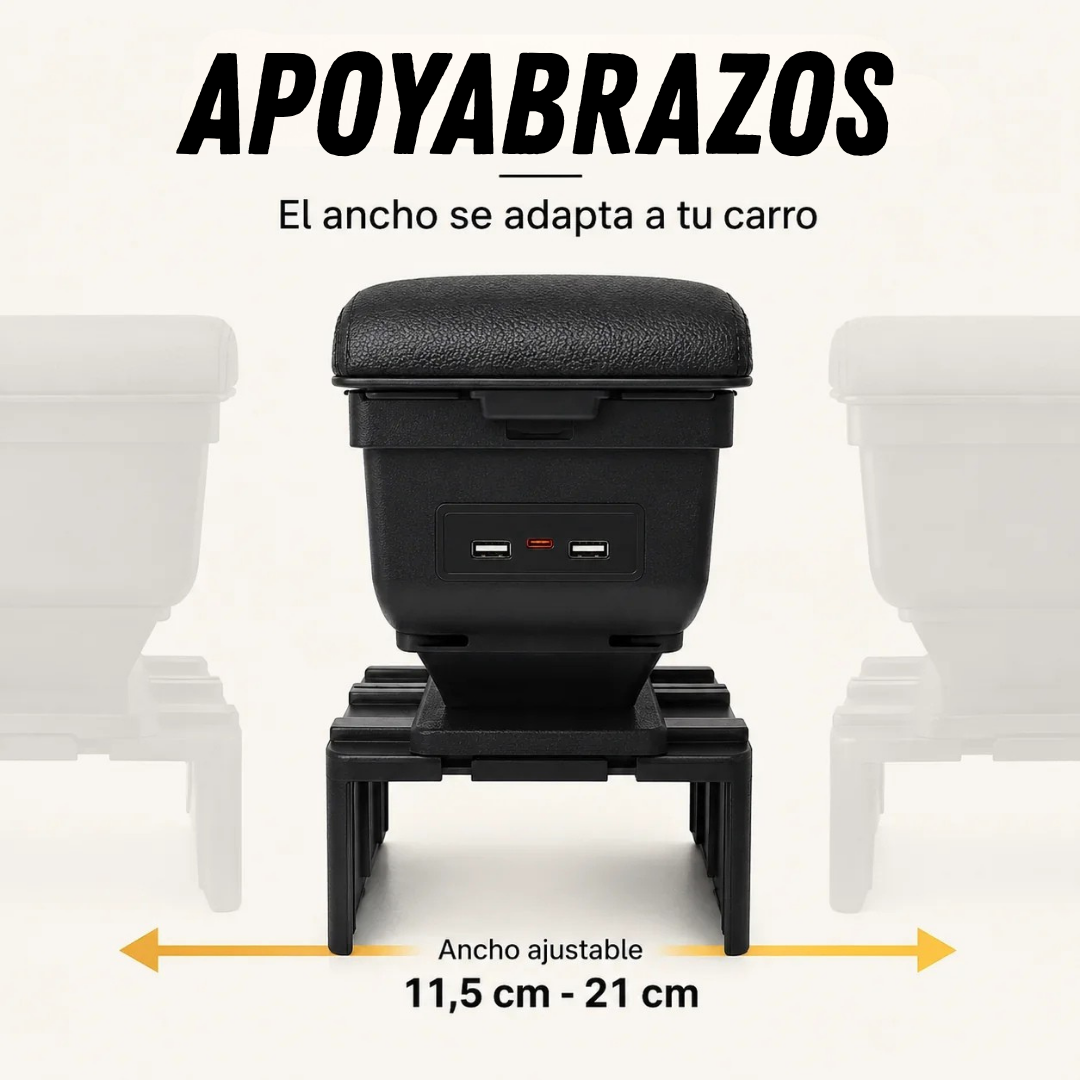 Cajonera apoyabrazos  3 en 1 para Carro con Carga USB TT