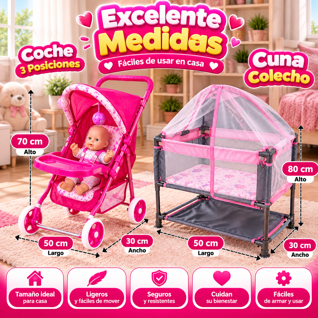 Cuna colecho con coche 3 posiciones y bebé