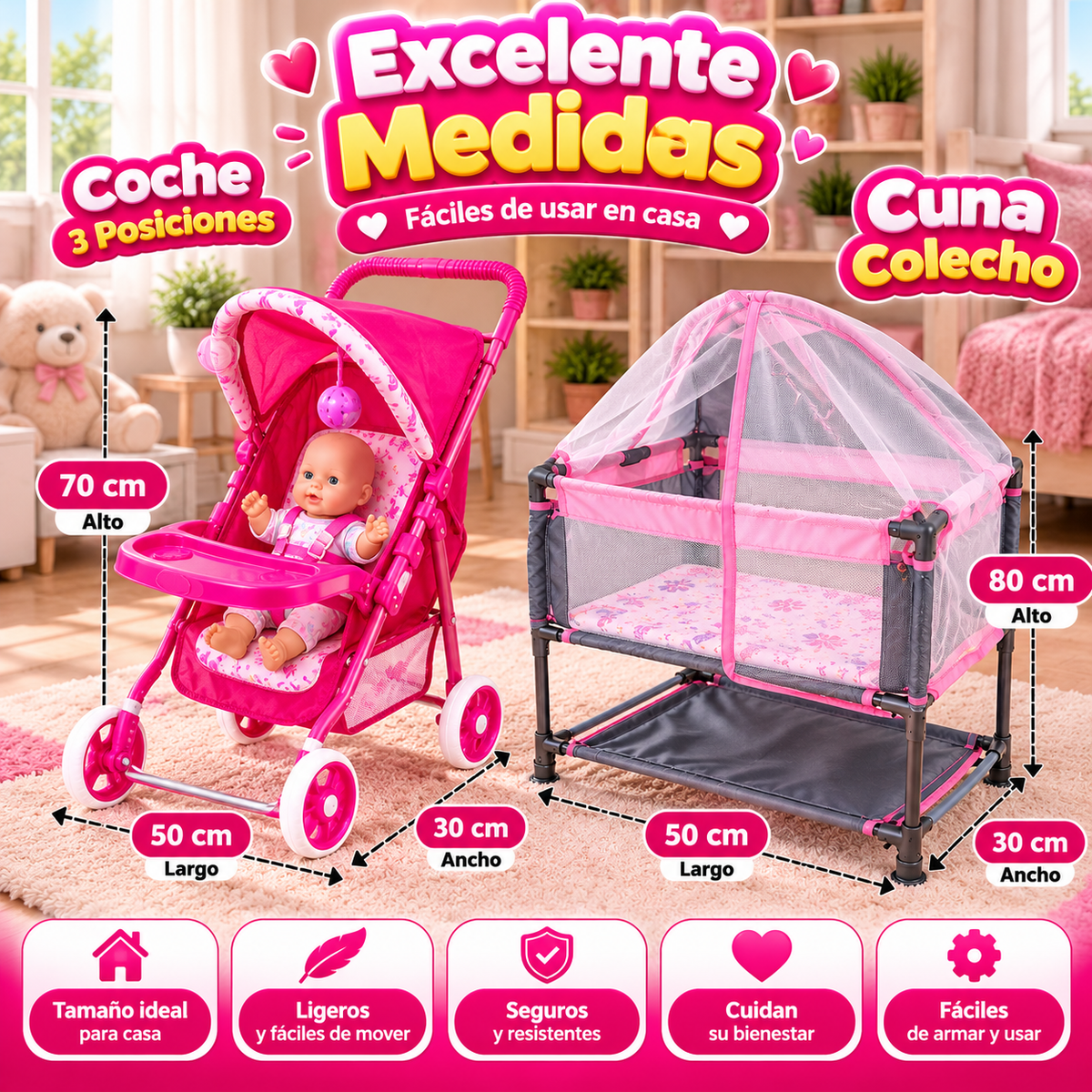 Cuna colecho con coche 3 posiciones y bebé