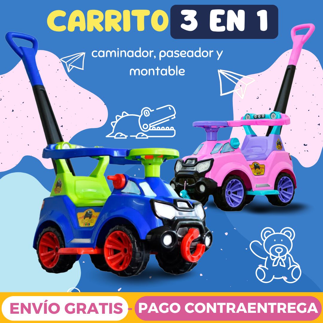 Carrito 3 En 1: Caminador, Paseador y montable