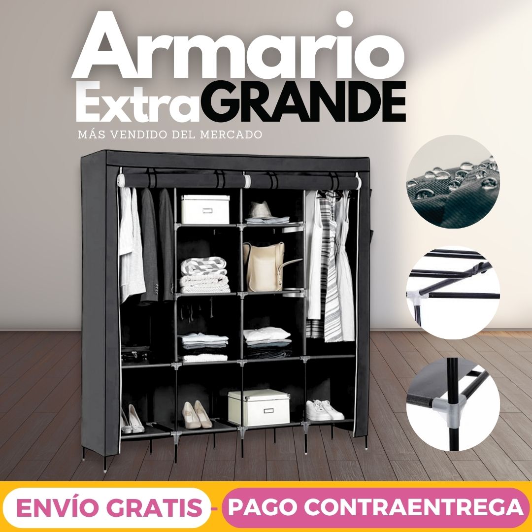 Closet Armario Extragrande Desarmable Portatil Con Forro