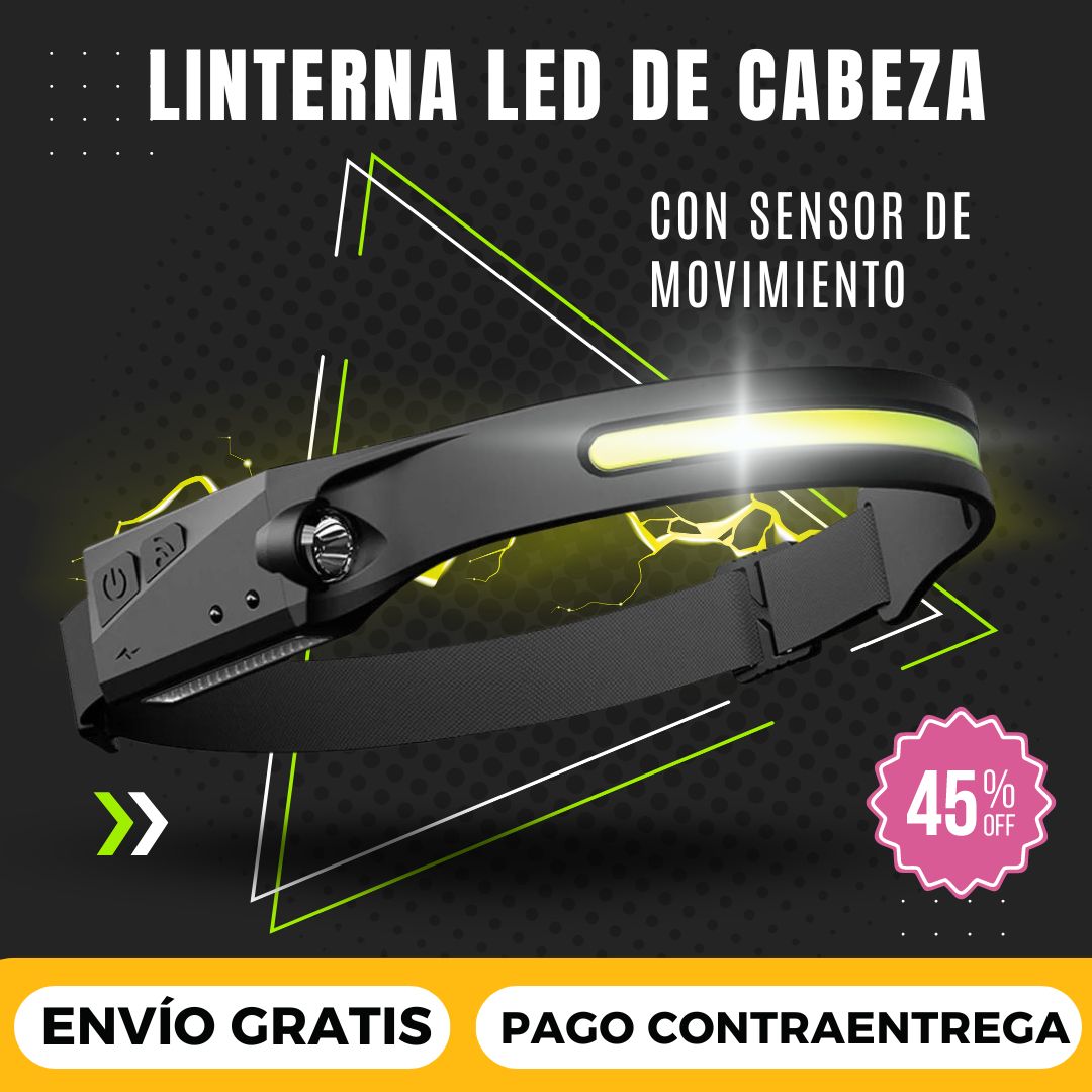 Linterna Led De Cabeza Recargable Con Sensor De movimiento