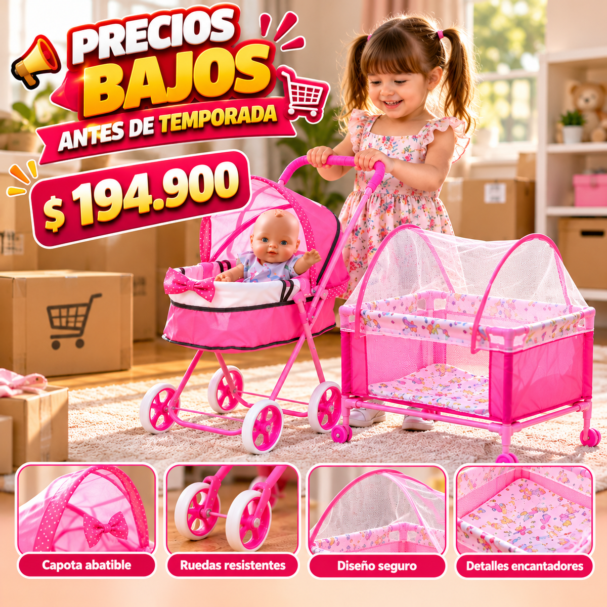 Coche Moisés con cuna maleta (Bebé opcional super Promo)