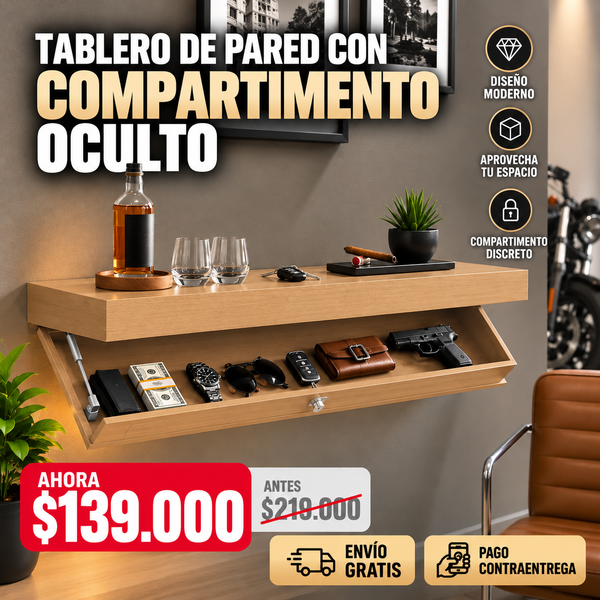 Repisa Flotante Premium con Compartimentos Ocultos – Diseño Moderno para un Hogar Elegante