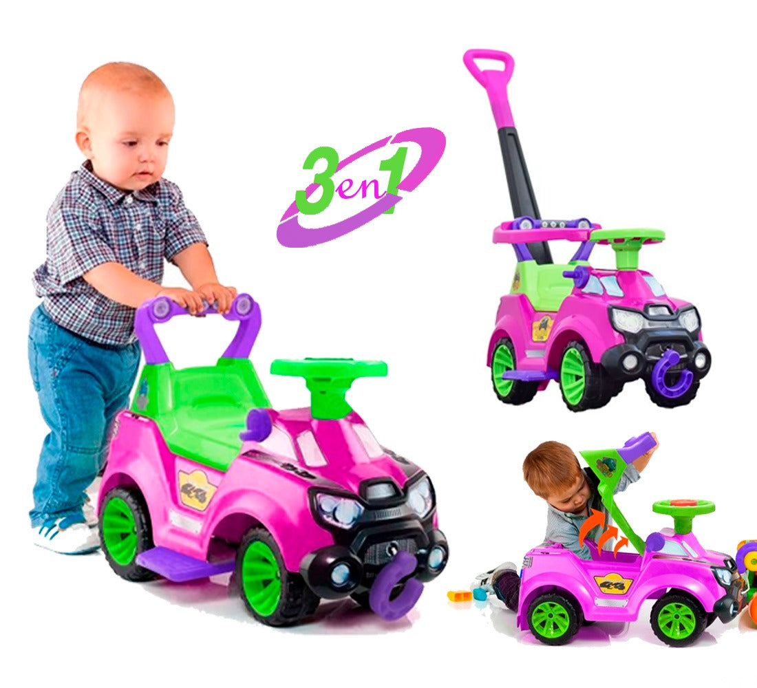 Carrito Infantil 3 En 1: Caminador, Paseador y montable