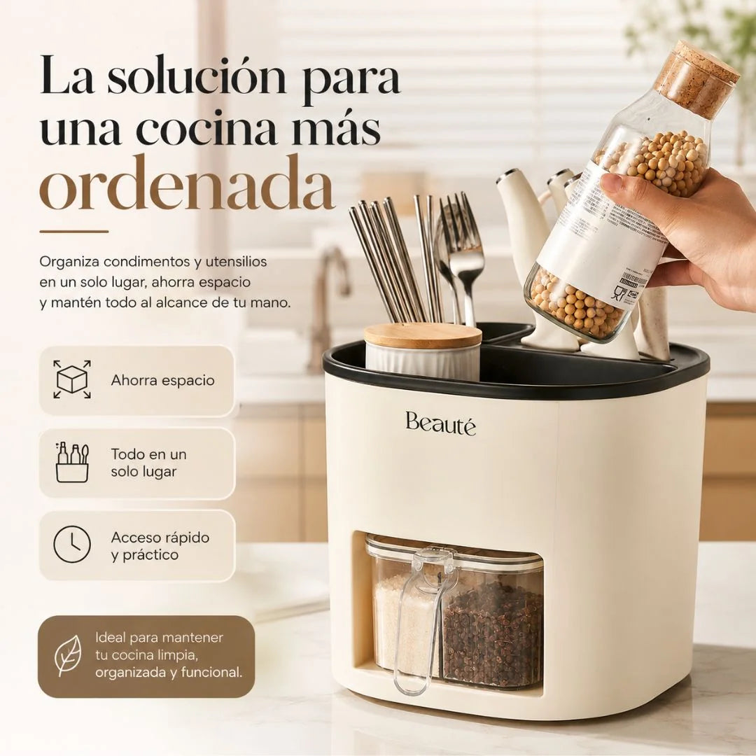 Organizador Giratorio 360° para Cuchillos, Cubiertos y Condimentos