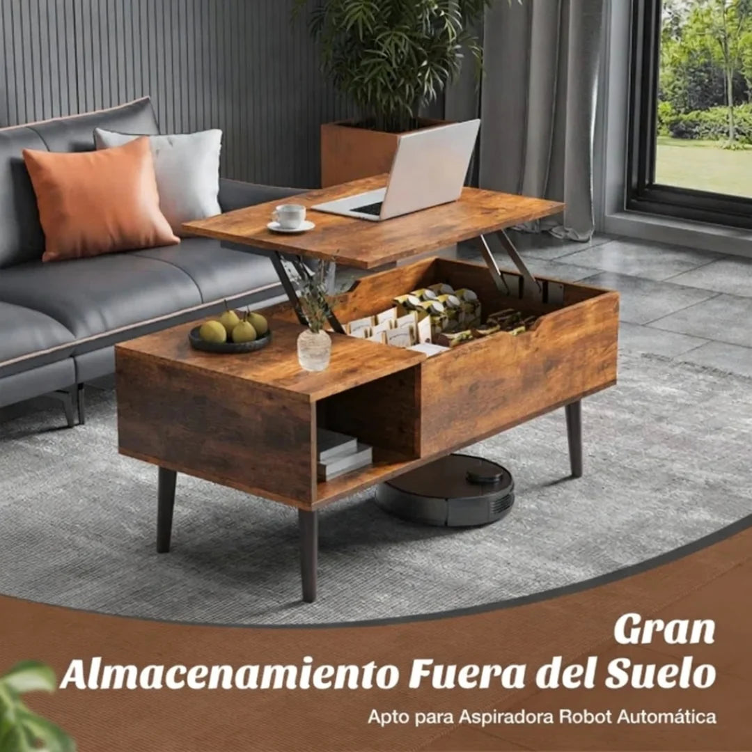 Mesa de Centro Elevable con Almacenamiento Oculto