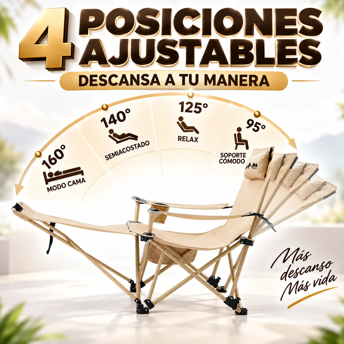 Silla Reclinable Plegable 2 en 1 con Reposapiés Ajustable – Descanso Total