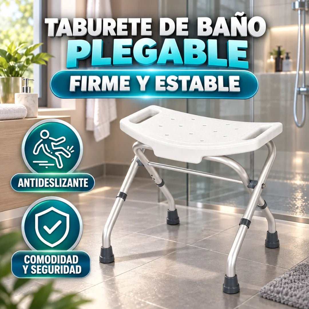 Silla de Ducha Plegable Segura | Para adultos mayores o personas con movilidad reducida