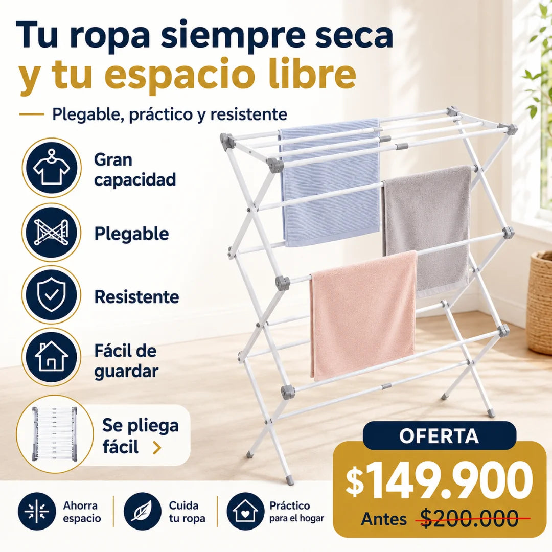 Tendedero Plegable Vertical de Gran Capacidad