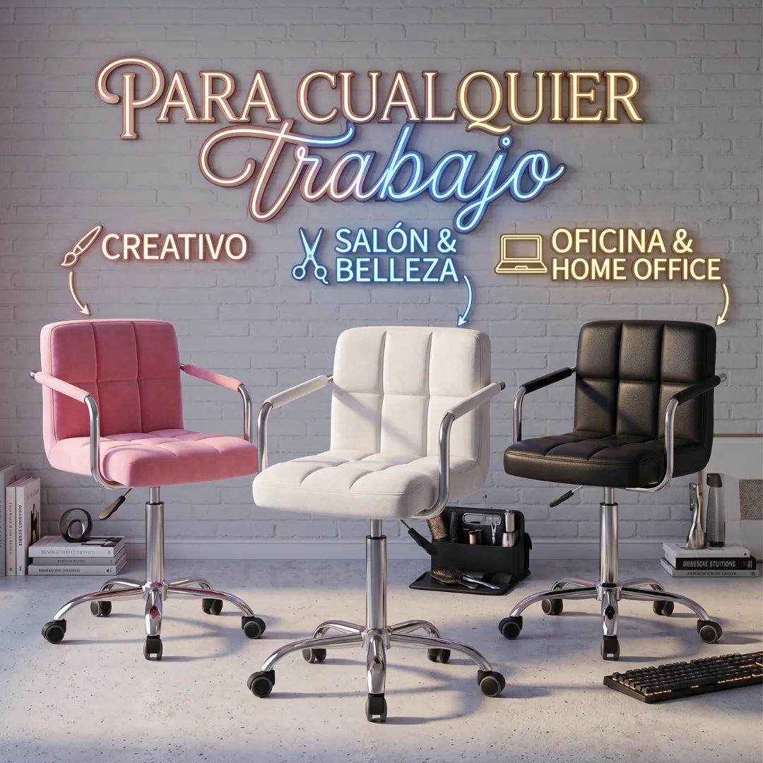 Silla Multifuncional Giratoria 360° para Oficina, Tocador y Salón