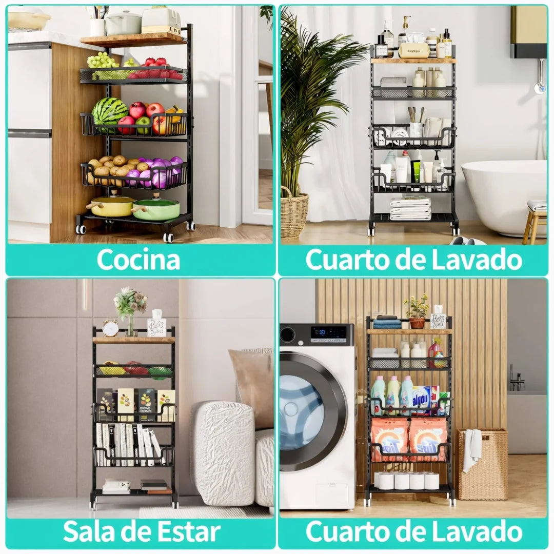 Carrito o Isla Auxiliar de Cocina 5 Niveles con Ruedas