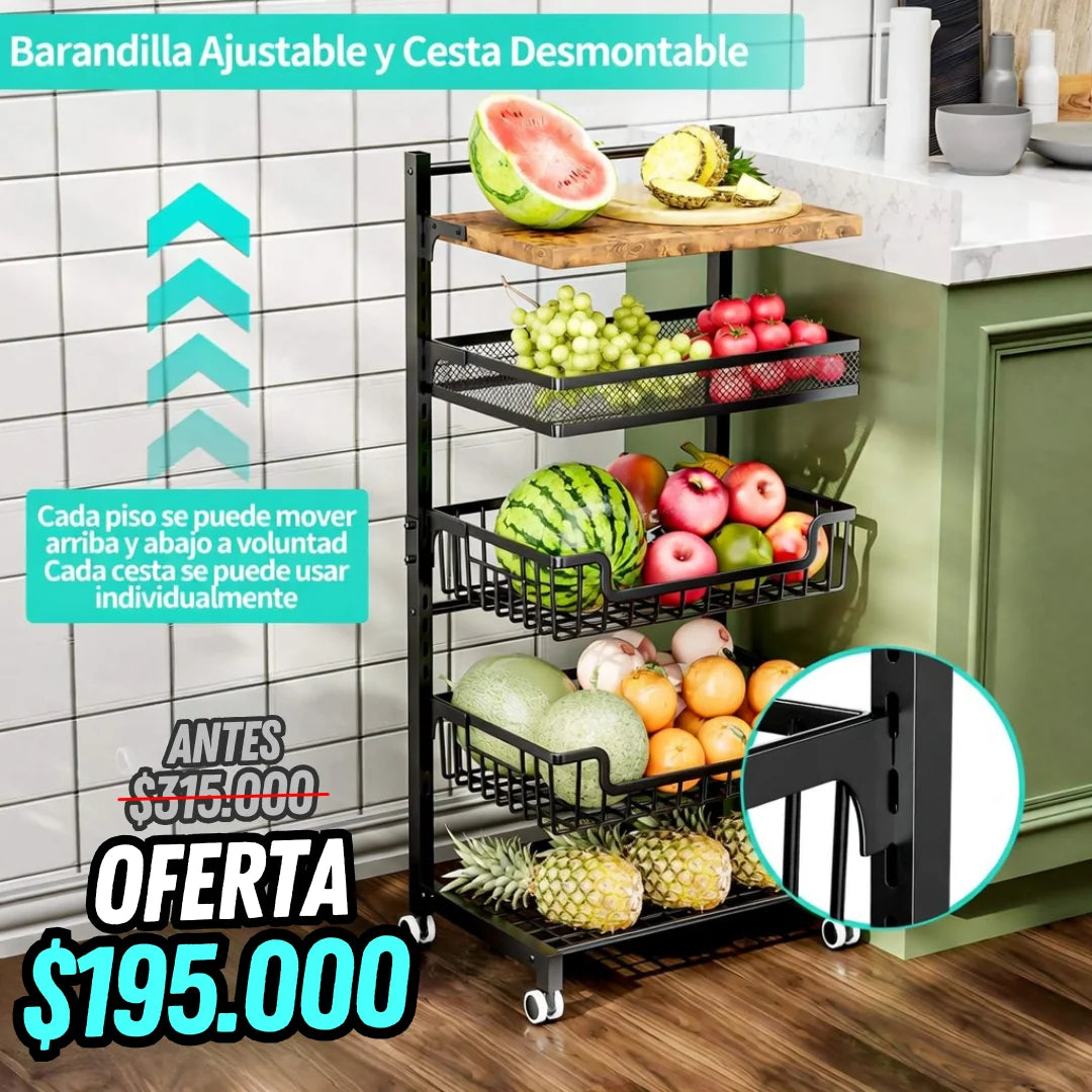 Carrito o Isla Auxiliar de Cocina 5 Niveles con Ruedas