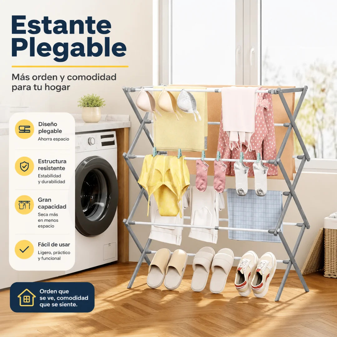 Tendedero Plegable Vertical de Gran Capacidad