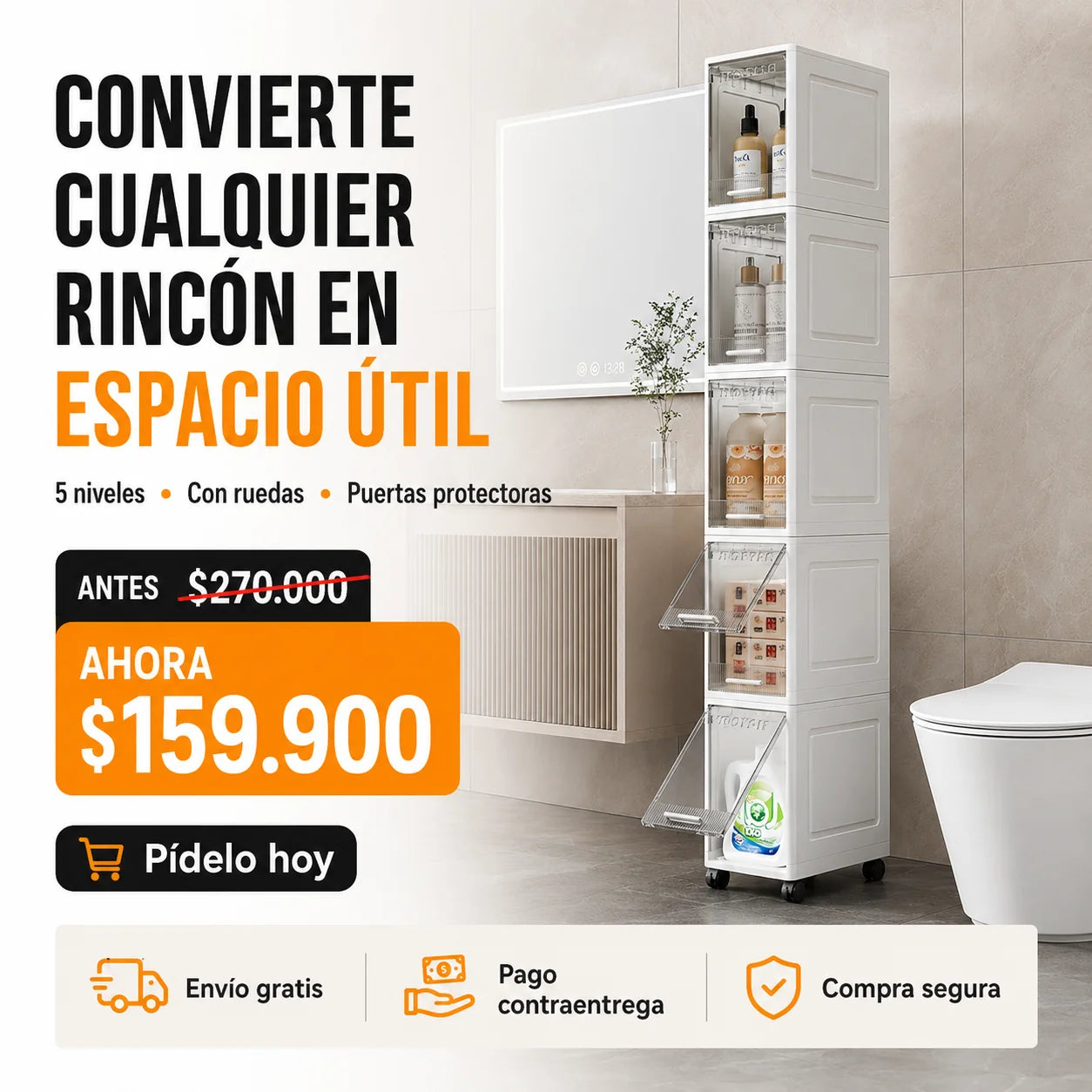 Organizador 5 Niveles – Ahorra Espacio con Ruedas TT