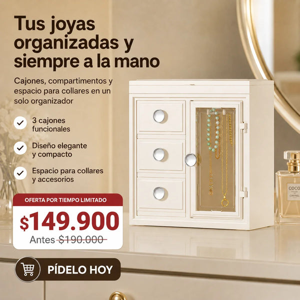 Joyero Europeo Organizador Premium con Espejo, Cajones y Compartimentos