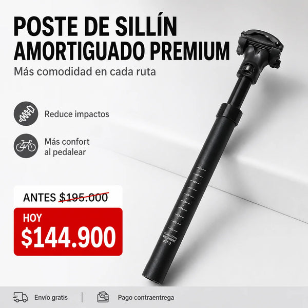 Poste de Sillín Antigolpes con Suspensión Integrada para Bicicleta (Diámetro 27.2mm)