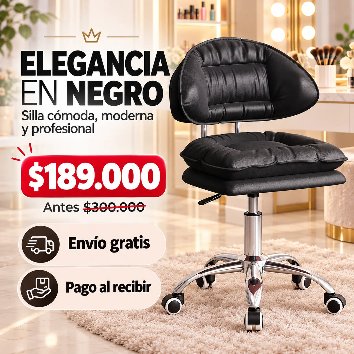 Silla Profesional Premium 360° para Estética y Belleza