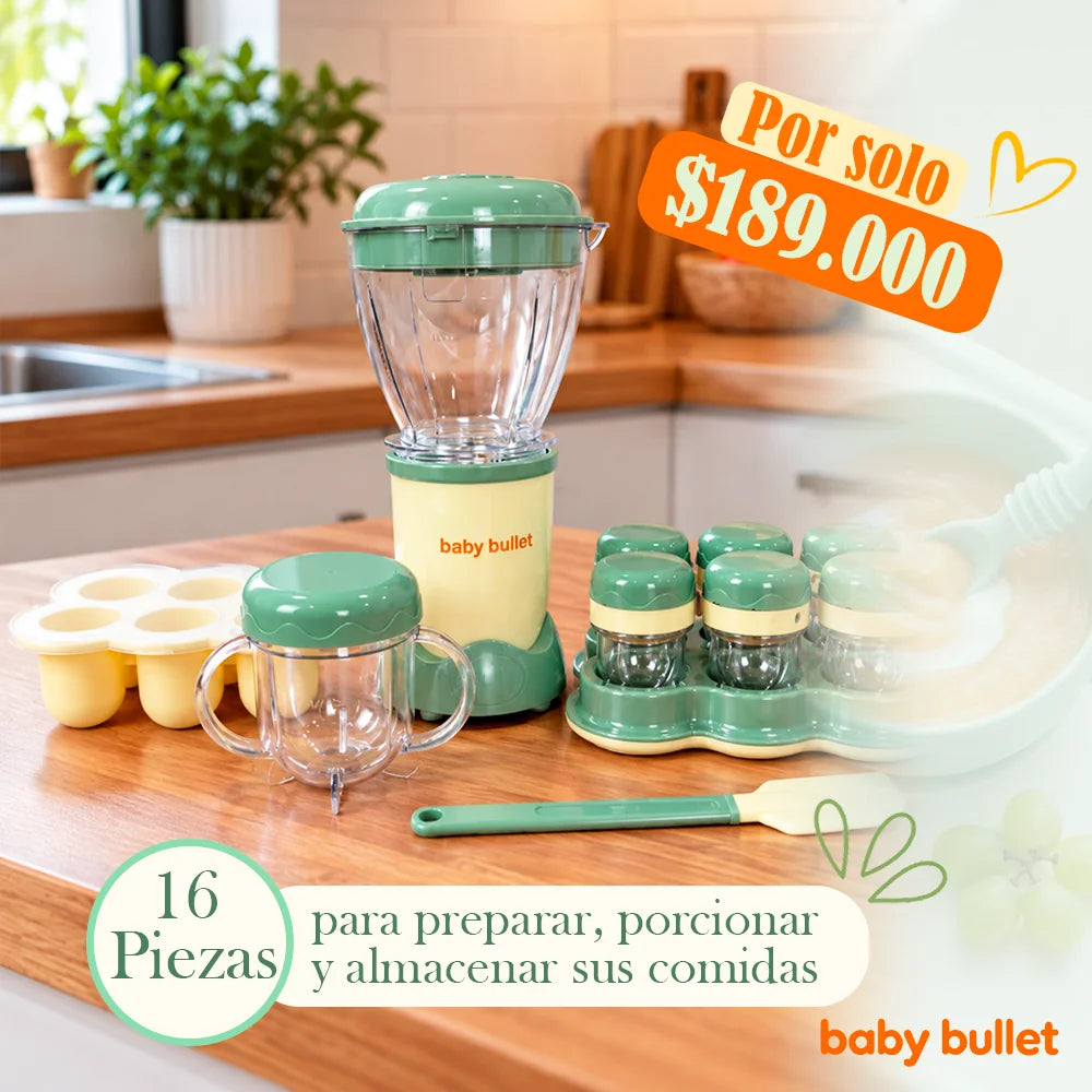 🥣 Baby Bullet – Procesador de Papillas + 6 Recipientes Tipo Compota + Bandeja para Congelar TT