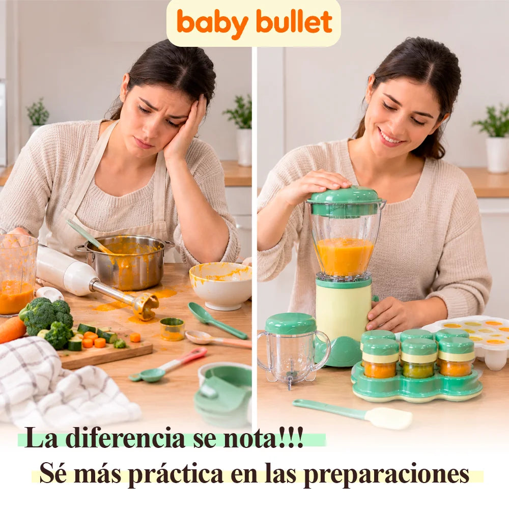 🥣 Baby Bullet – Procesador de Papillas + 6 Recipientes Tipo Compota + Bandeja para Congelar TT