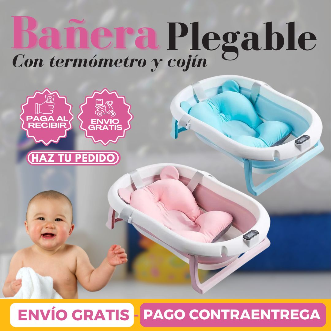 Bañera Tina Plegable Con Termómetro Con cojín